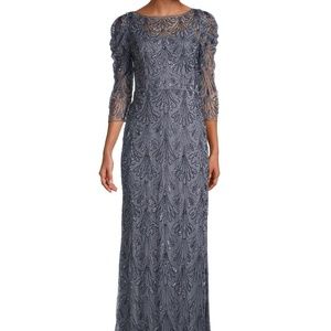 Aidan Mattox Dusty Blue Column Gown